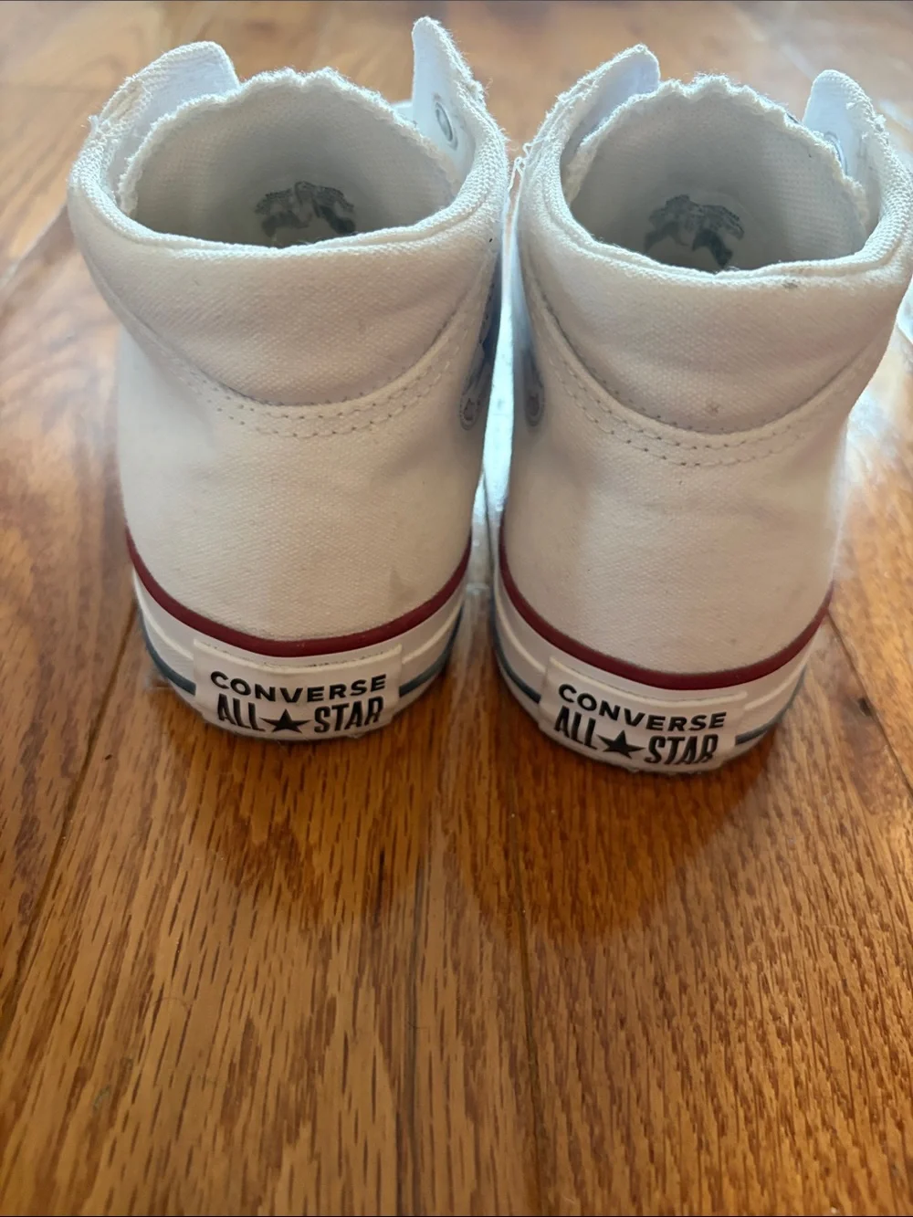 Converse Chuck Taylor All-Star White High Top Sneakers with Red Trim